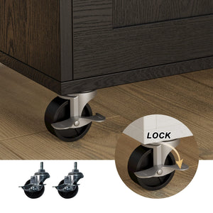 Rolling Kitchen Island with Drop Leaf, Storage Cabinet & Charging Station
