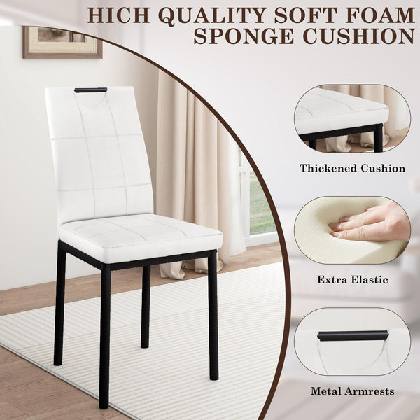 7-Piece Dining Table Set with 6 Leather Chairs – Farmhouse Rectangular Kitchen Table