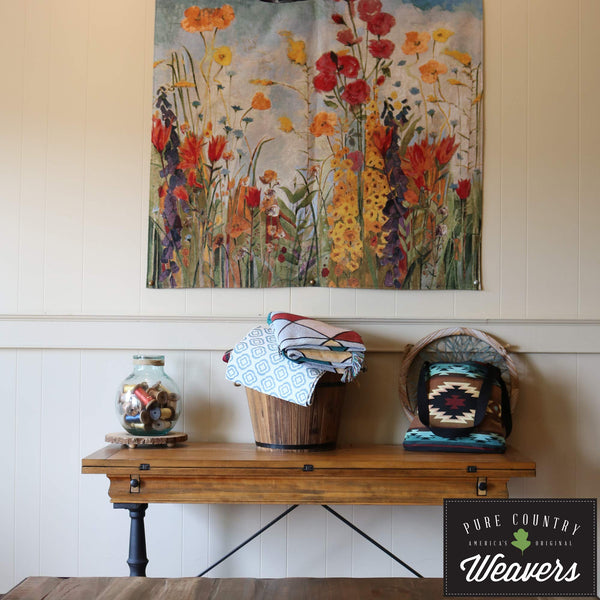 Floral Woven Tapestry Wall Hanging – White Narcissus