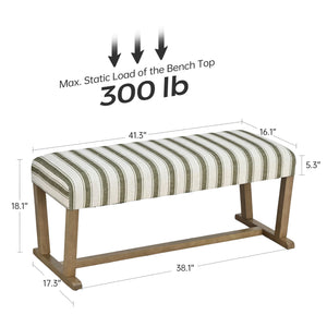 Upholstered Ottoman Bench with Cushion & Rubberwood Legs