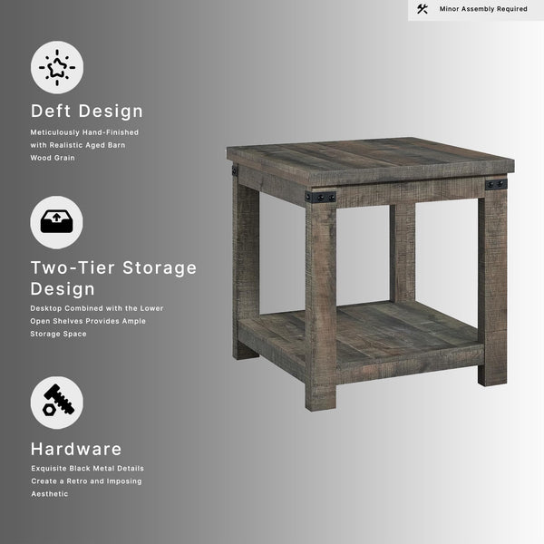 Hollum 24-Inch Square End Table with Storage Shelf