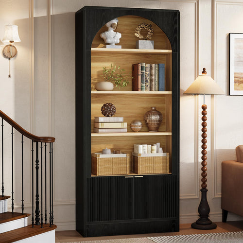 71" Arched Bookcase with Storage Cabinet