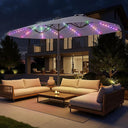 15ft Double-Sided Patio Umbrella with Base & RGB LED Lights