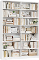 7-Tier Dual-Row Bookshelf with 14 Open Shelves