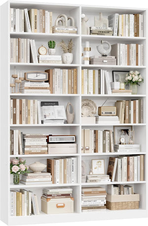 Triple Wide 6-Tier Bookshelf with 17 Open Display Shelves, 74" Tall