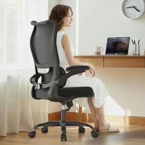 Ergonomic Mesh Office Chair with Lumbar Support & Flip-Up Armrests