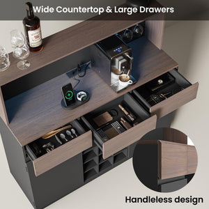 Wine Cabinet with LED Lights & Charging Station