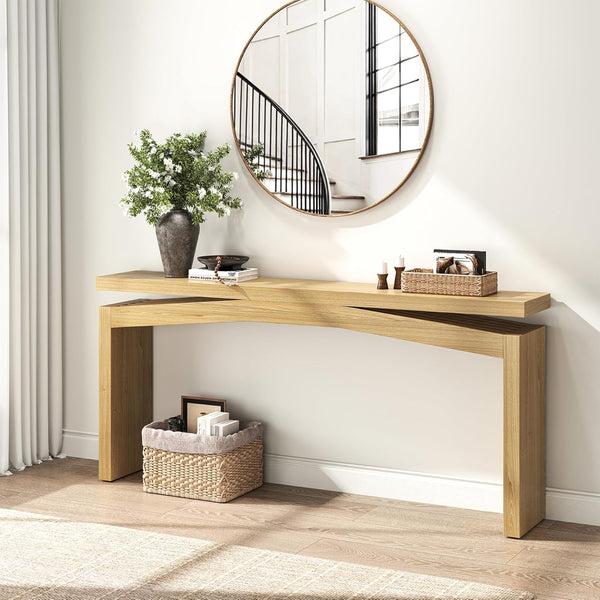 63-Inch Wooden Console Table for Entryway & Living Room