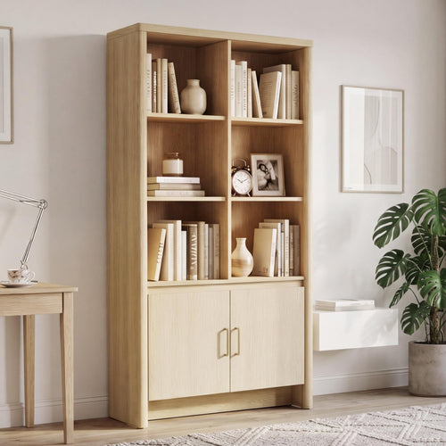 59" Tall Bookcase with Doors & Adjustable Shelves