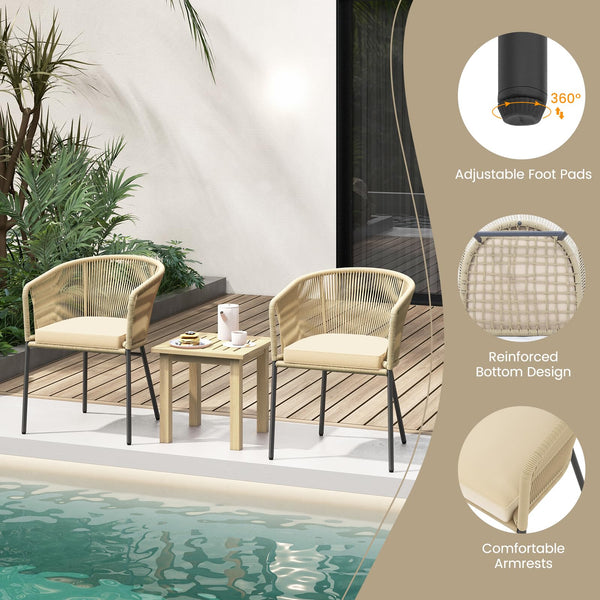 Patio Dining Chairs Set of 4 with Cushions & Armrests