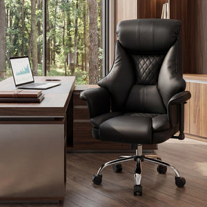 Big & Tall High-Back Leather Office Chair with Adjustable Lumbar Support