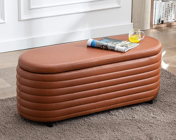 Storage Ottoman Bench with Hidden Storage & Safety Hinge