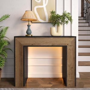 LED Console Table with Storage – Narrow Entryway Sofa Table