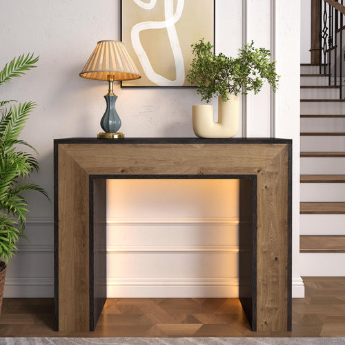 LED Console Table with Storage – Narrow Entryway Sofa Table