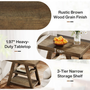 3-Tier Farmhouse End Table with Storage
