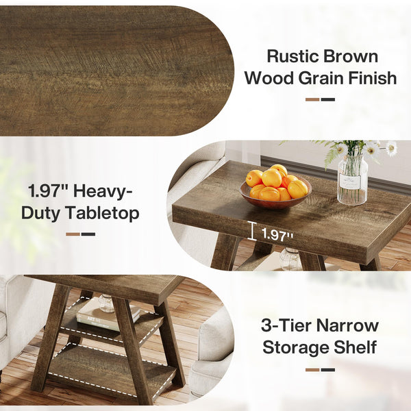 3-Tier Farmhouse End Table with Storage