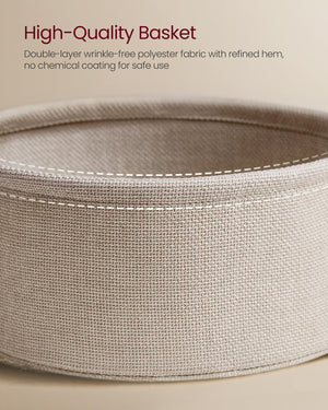 Round Coffee Table with Fabric Storage Basket & Metal Frame