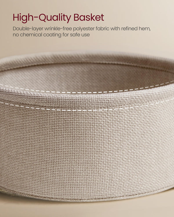 Round Coffee Table with Fabric Storage Basket & Metal Frame