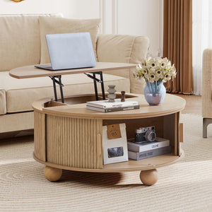 Round Lift-Top Coffee Table with Storage
