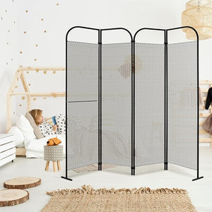 4-Panel Freestanding Room Divider with 3D Fabric Panels