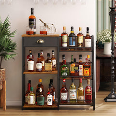 3-Tier Wine Rack Bar Cabinet with Drawer