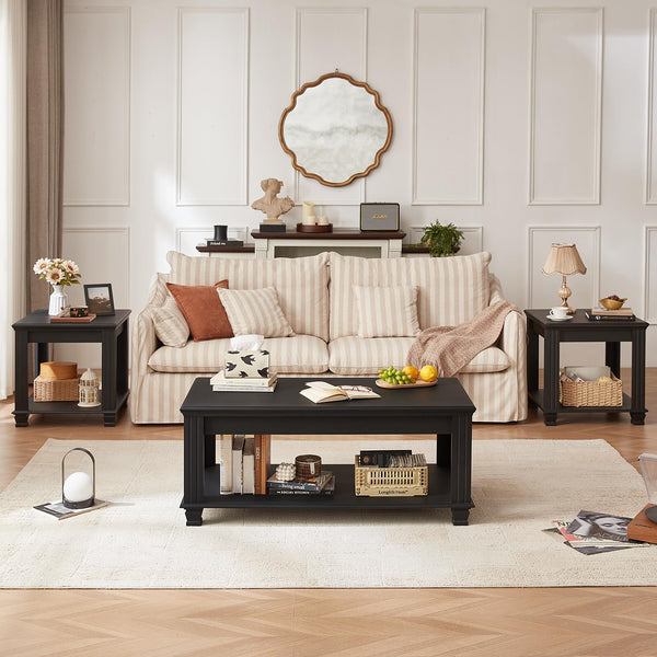 Coffee Table Set of 3 with Open Shelf