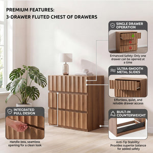 9-Drawer Wide Dresser with Fluted Design