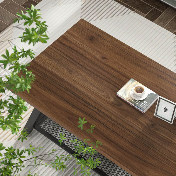 Rectangular Coffee Table with Wire Shelf
