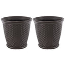 Wicker Round Planter Pot — 22" Resin, Indoor & Outdoor, Drainage Hole