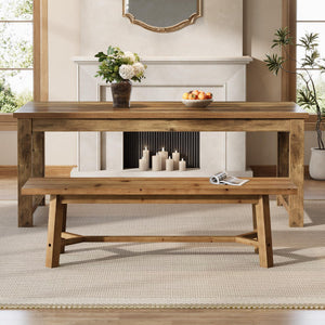 Solid Wood Farmhouse Dining Bench