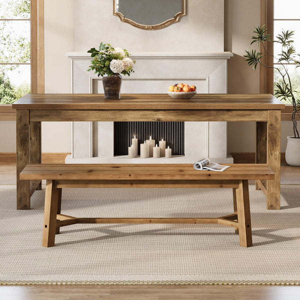 Solid Wood Farmhouse Dining Bench