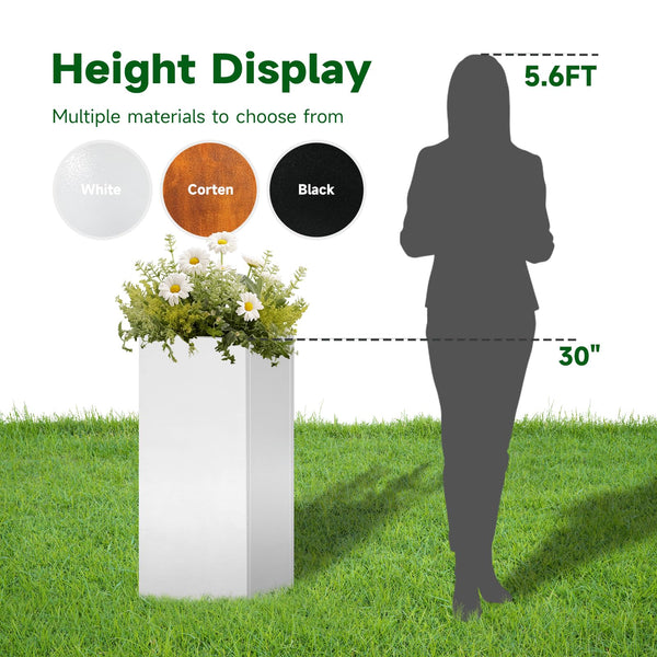 Tall Metal Outdoor Planter Box with Removable Shelf