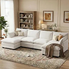 U-Shaped Modular Sectional Sofa with Movable Ottoman — Chenille Cloud Couch