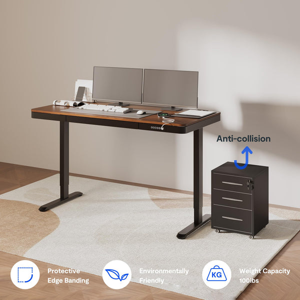 55-Inch Electric Standing Desk with Drawer & USB Charging