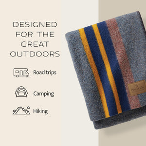 Wool Throw Blanket 54 x 66 Inch — Wool Cotton Blend, Indoor Outdoor