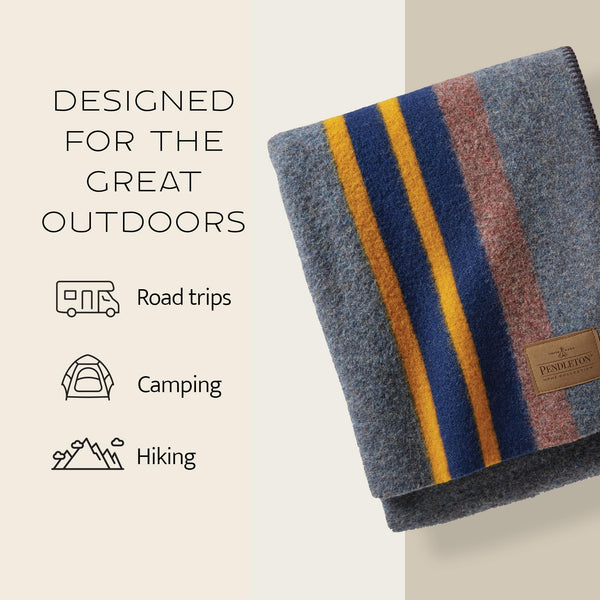 Wool Throw Blanket 54 x 66 Inch — Wool Cotton Blend, Indoor Outdoor