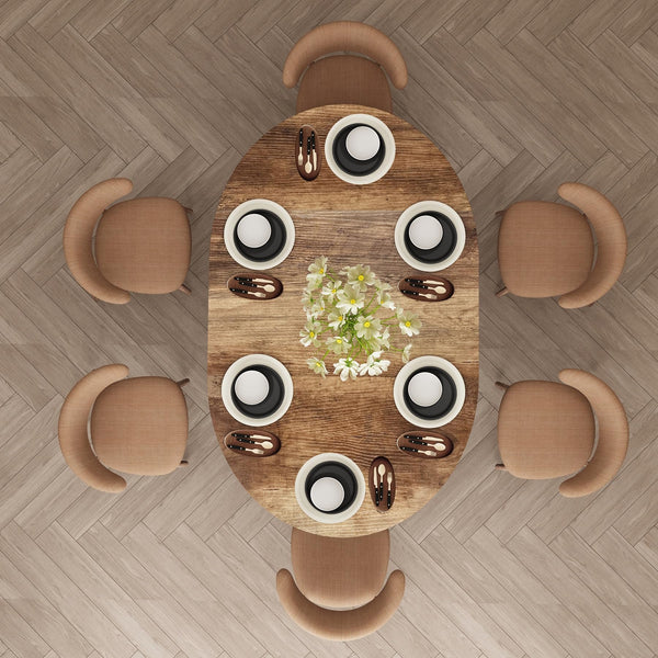 Round to Oval Extendable Dining Table with Metal Frame