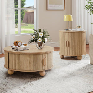 Round Lift-Top Coffee Table with Storage