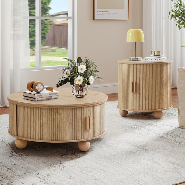 Round Lift-Top Coffee Table with Storage
