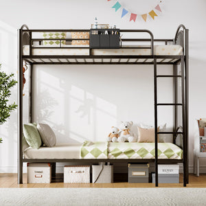 Twin Over Twin Metal Bunk Bed with Storage