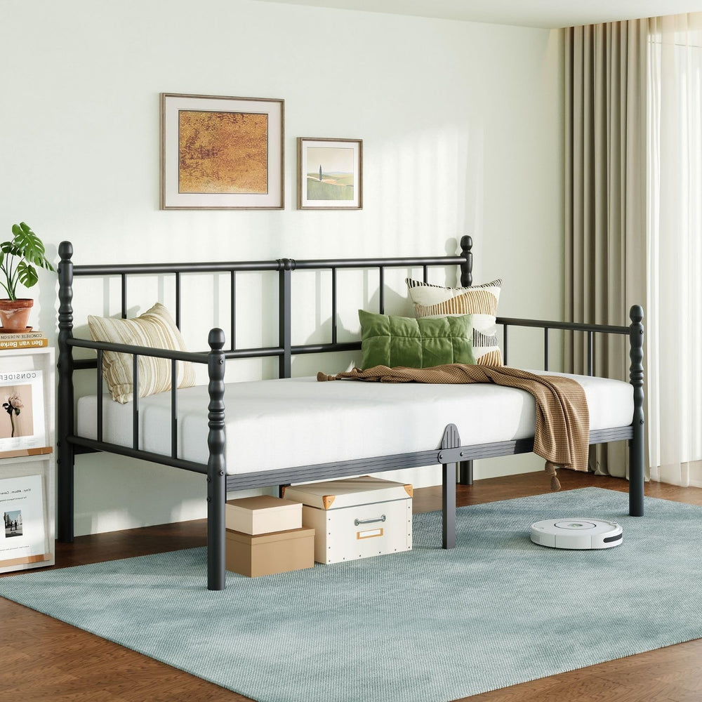 Twin Metal Daybed Frame with Steel Slats