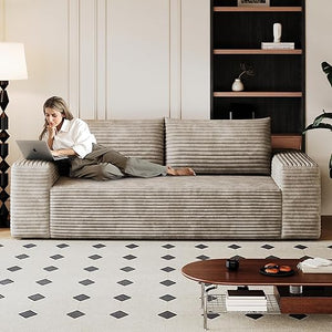 Corduroy Loveseat Boneless Sofa Couch – No Assembly, High-Density Foam