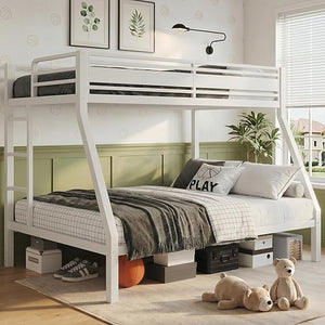 Twin Over Full Metal Bunk Bed with Guardrails