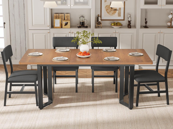 Extendable Dining Table Set for 4-6 with Cushioned Chairs