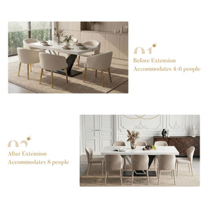 Extendable Dining Table with Faux Marble Top