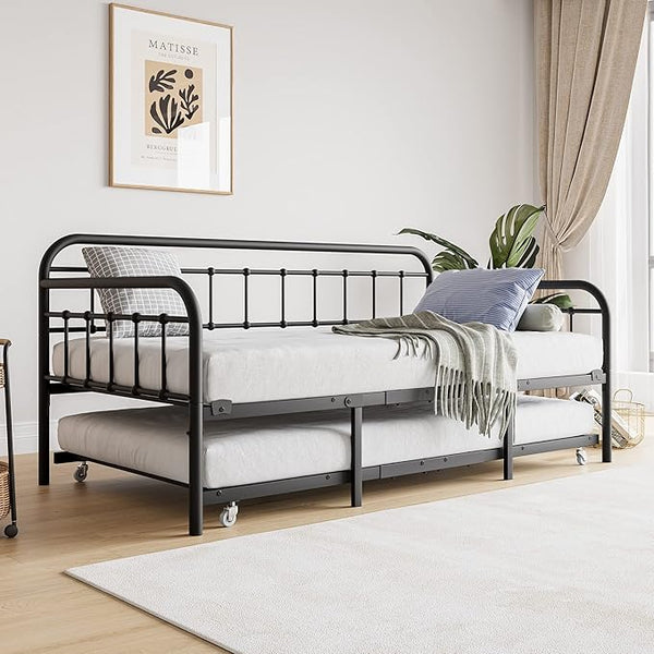Metal Daybed Frame Twin with Steel Slats
