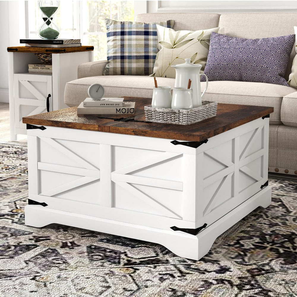 3-Piece Farmhouse Coffee Table & Side Tables Set with Storage