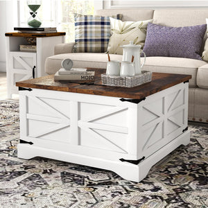 3-Piece Farmhouse Coffee Table & Side Tables Set with Storage