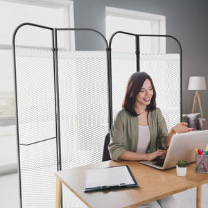 4-Panel Freestanding Room Divider with 3D Fabric Panels