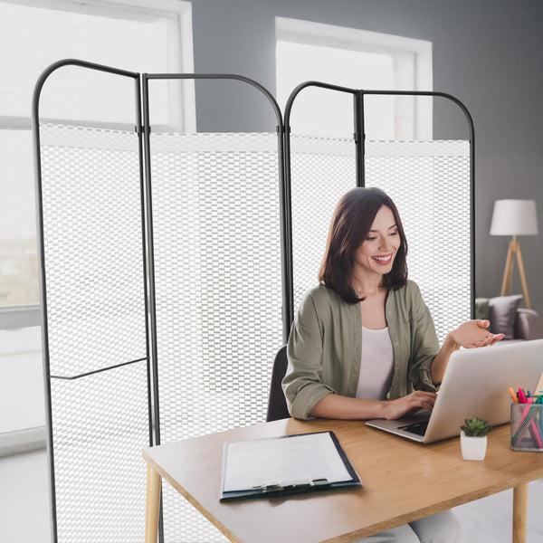 4-Panel Freestanding Room Divider with 3D Fabric Panels